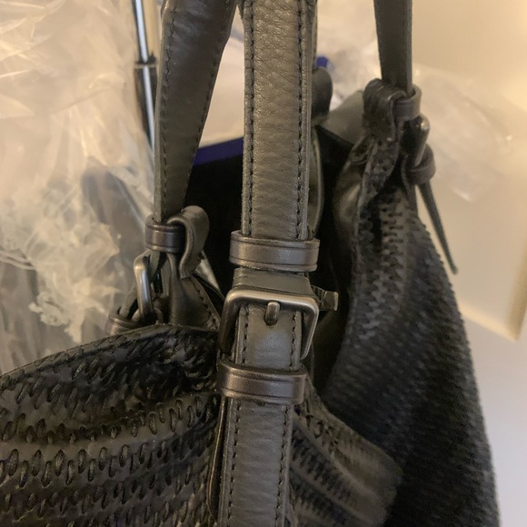 Gianni Segatta Ricamo Large Black Leather Hobo Weekender Tote Made in It… - Picture 2 of 4